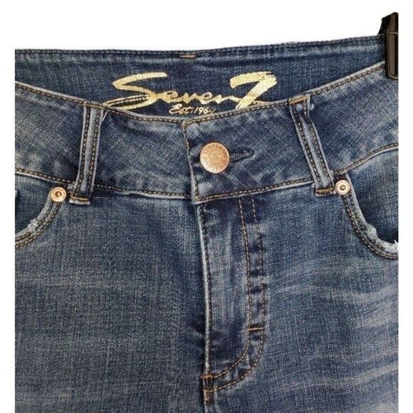 Seven7 Women's Tummyless Super Stretch Straight Leg Denim Blue Jeans Size 12 NWO - Picture 3 of 11